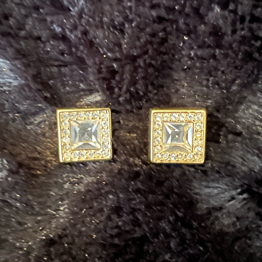 Vintage Swarovski Square Crystal Earrings
